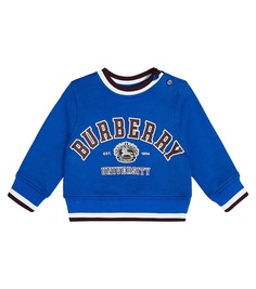 Хлопковая толстовка с логотипом baby Burberry Kids, синий