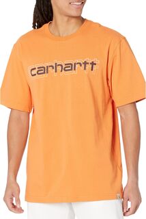 Свободная футболка тяжелого кроя с короткими рукавами и графическим логотипом Carhartt, цвет Amberglow