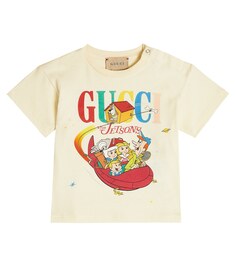 Хлопковая футболка с детским принтом x the jetsons Gucci Kids, бежевый