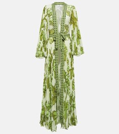 Пляжное платье из плиссированного жоржета Etro, зеленый