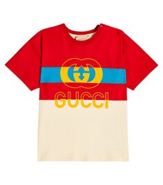 Футболка из хлопкового джерси с детским принтом Gucci Kids, мультиколор