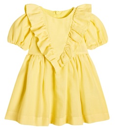 Детское платье из смесового хлопка Stella Mccartney Kids, желтый