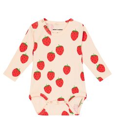 Боди baby strawberry из смесового хлопка Mini Rodini, белый