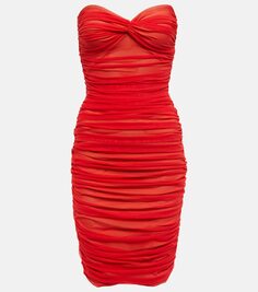 Мини-платье со сборками Norma Kamali, красный
