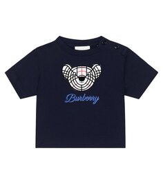 Футболка из хлопкового джерси baby thomas bear Burberry Kids, синий