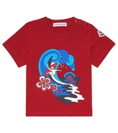 Детская хлопковая футболка из смесового хлопка Moncler Enfant, красный