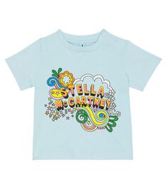 Хлопковая футболка с логотипом baby Stella Mccartney Kids, синий