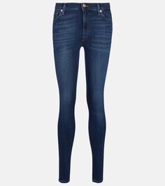 Роскошные джинсы скинни slim illusion с высокой посадкой 7 For All Mankind, синий