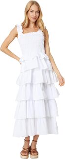 Платье макси с присборенным бюстом и множеством рюшей English Factory, белый