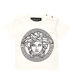 Хлопковая футболка с принтом baby medusa Versace Kids, белый