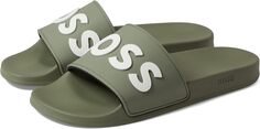 Сандалии на плоской подошве Kirk Big Logo Slide Sandals BOSS, цвет Sage Green