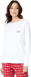 Мятная футболка с длинными рукавами и карманами в виде кита Vineyard Vines, цвет White Cap