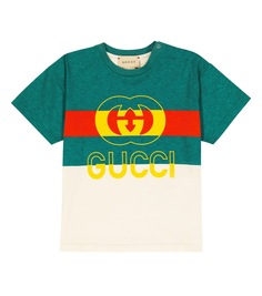 Хлопковая футболка с логотипом baby Gucci Kids, мультиколор
