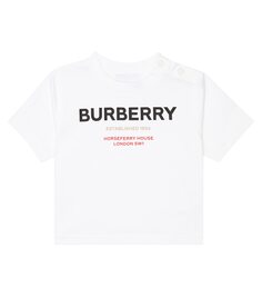 Хлопковая футболка baby horseferry Burberry Kids, белый