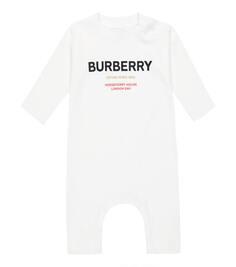 Хлопковый комбинезон с логотипом baby Burberry Kids, белый