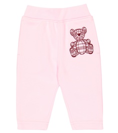 Детские хлопковые спортивные штаны с принтом Burberry Kids, розовый
