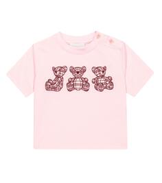 Хлопковая футболка с принтом Burberry Kids, розовый