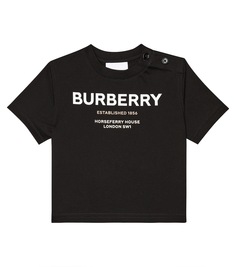 Хлопковая футболка baby horseferry Burberry Kids, черный