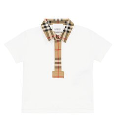 Рубашка-поло из хлопка в клетку в винтажную клетку baby Burberry Kids, белый