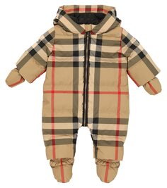 Детский комбинезон в винтажную клетку с мягкой подкладкой Burberry Kids, мультиколор