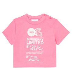 Хлопковая футболка baby horseferry Burberry Kids, розовый