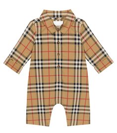 Детский комбинезон в клетку в винтажную клетку Burberry Kids, бежевый