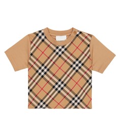 Детская футболка в клетку в винтажную клетку из смесового хлопка Burberry Kids, мультиколор