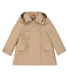 Детский тренч из хлопка в клетку в винтажную клетку Burberry Kids, бежевый