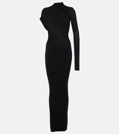 Платье из джерси с асимметричным вырезом Laquan Smith, черный