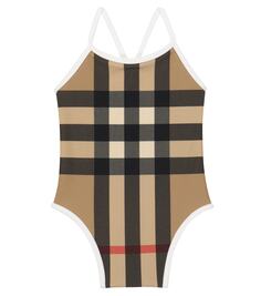 Купальник в клетку vintage check Burberry Kids, бежевый