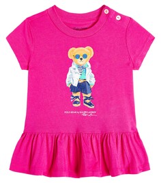 Футболка-поло baby bear из хлопкового джерси Polo Ralph Lauren Kids, розовый