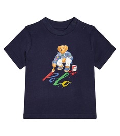 Футболка-поло baby bear из хлопкового джерси Polo Ralph Lauren Kids, синий