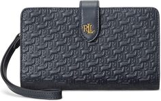 Клатч Logo-Debossed Leather Tech Wristlet LAUREN Ralph Lauren, цвет French Navy