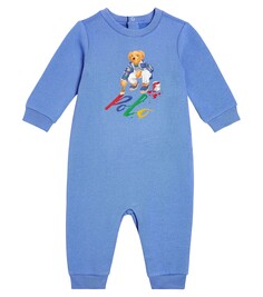 Комбинезон-поло для малышей с мишкой из смесового хлопка Polo Ralph Lauren Kids, синий