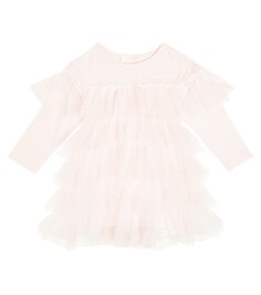 Платье из тюля baby prancer, расшитое бисером Tutu Du Monde, розовый
