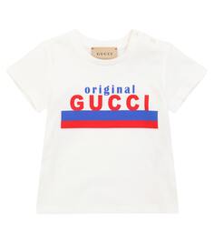 Футболка из хлопкового джерси с логотипом baby Gucci Kids, белый