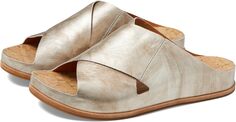 Сандалии на плоской подошве Tutsi Cross Band Kork-Ease, цвет Light Gold