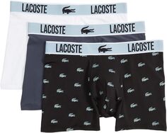 Трусы 3-Pack All Over Print Active Microfiber Trunks Lacoste, цвет Black/Graphite/White