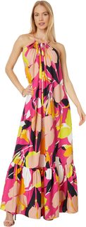 Льняное платье макси Ikella на бретелях со складками Ted Baker, цвет Bright Pink