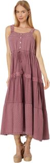 Кружевное многоярусное трикотажное платье макси Lucky Brand, цвет Rose Brown