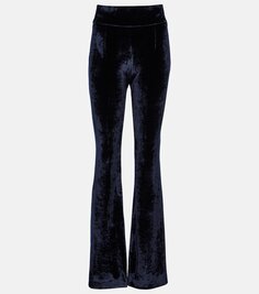 Скульптурные бархатные прямые брюки с высокой посадкой Galvan, синий
