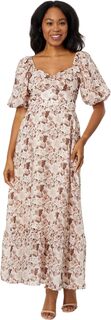 Льняное платье макси с цветочным принтом English Factory, мульти