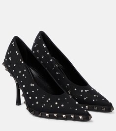 Туфли-лодочки с заклепками rockstud и кристаллами Valentino Garavani, черный