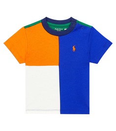 Детская хлопковая футболка с цветными блоками Polo Ralph Lauren Kids, мультиколор