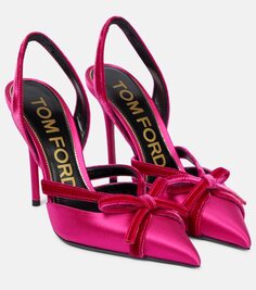 Туфли-лодочки из атласа и бархата с пяткой на пятке Tom Ford, розовый