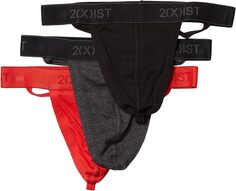Трусы Cotton 3-Pack Thong 2(X)IST, цвет Black/Charcoal Heather/Red 2xist