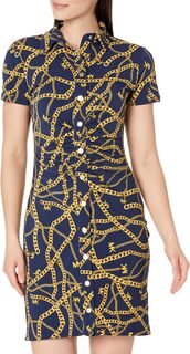 Мини-платье со сборками и цепочкой MICHAEL Michael Kors, цвет Midnight Blue