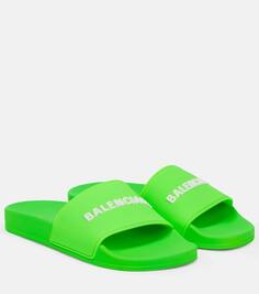 Резиновые шлепанцы с логотипом Balenciaga, зеленый