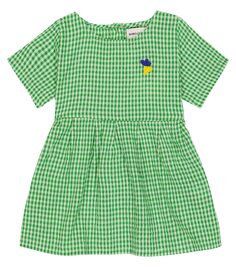 Платье baby vichy в клетку из хлопка и льна Bobo Choses, зеленый