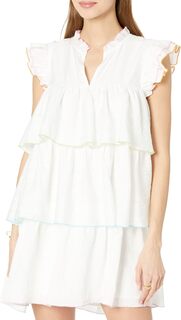 Многоуровневое мини-платье с цветными блоками и краями English Factory, цвет White Multi
